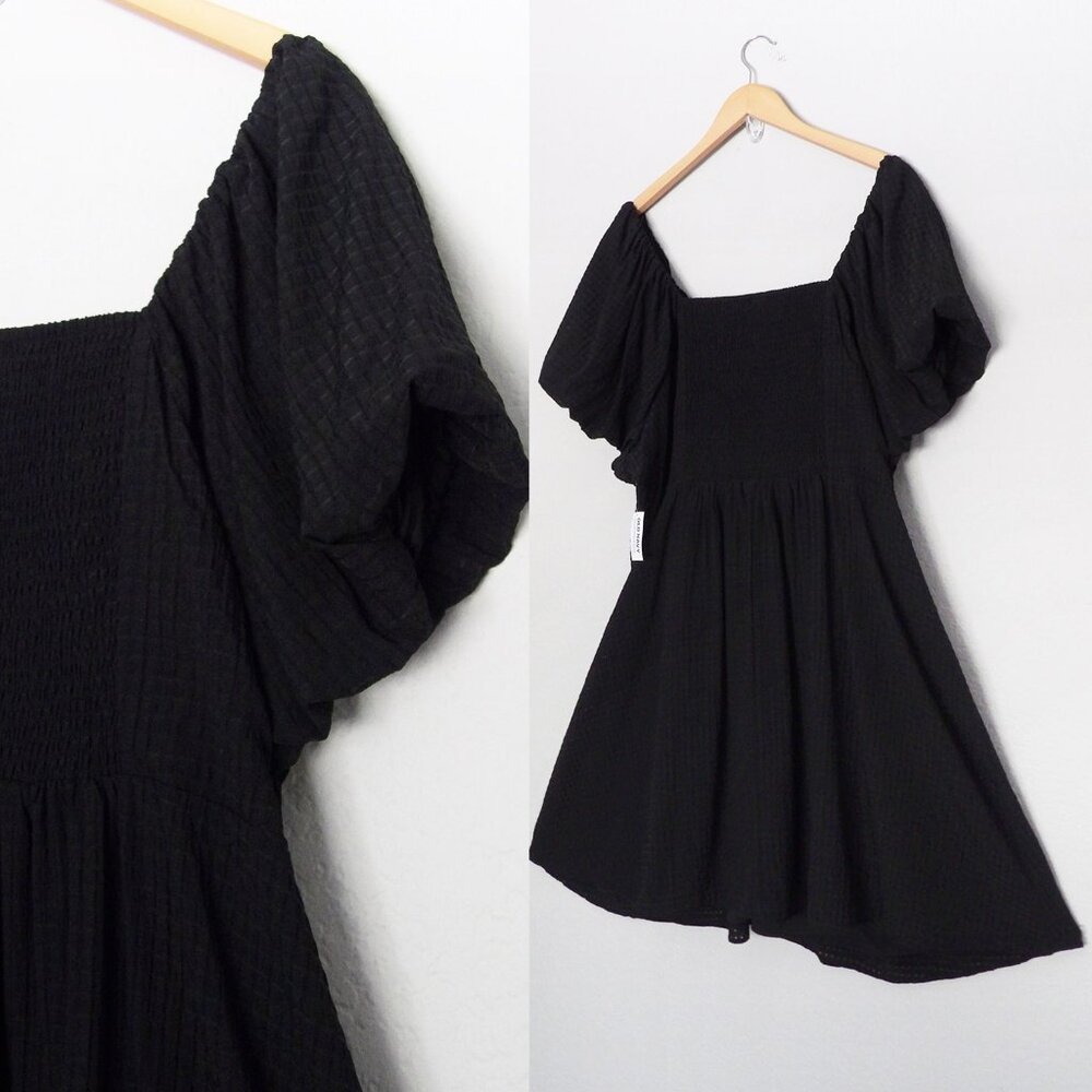 NEW Old Navy Flutter-Sleeve Mini Swing Dress Black Jack Textured Seersucker 3X - Picture 13 of 15